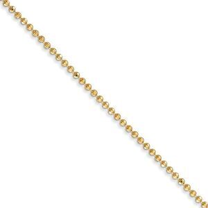 1.2mm, 14k Yellow Gold, Diamond Cut Hollow Bead Chain Necklace, 18 In